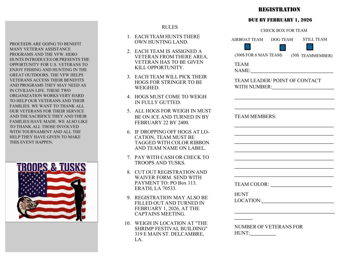 Tournament rules and registration brochure